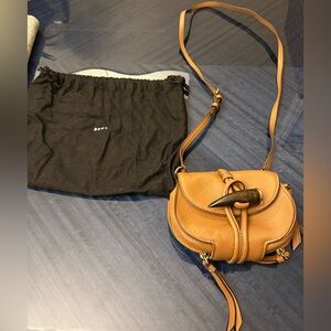 DKNY Wood Horn SM Flap Leather Crossbody Bag